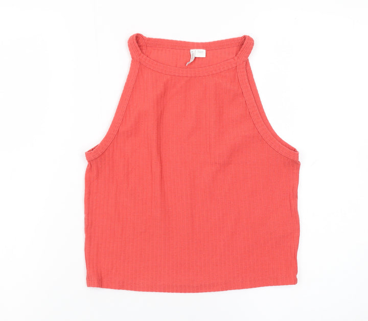 ONLY Womens Red Cropped Halter Tank Top Size L