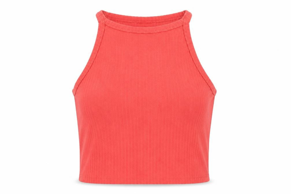 Front view of Only women’s red cropped halter tank top, size L