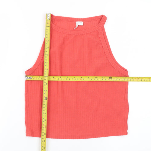 ONLY Womens Red Cropped Halter Tank Top Size L