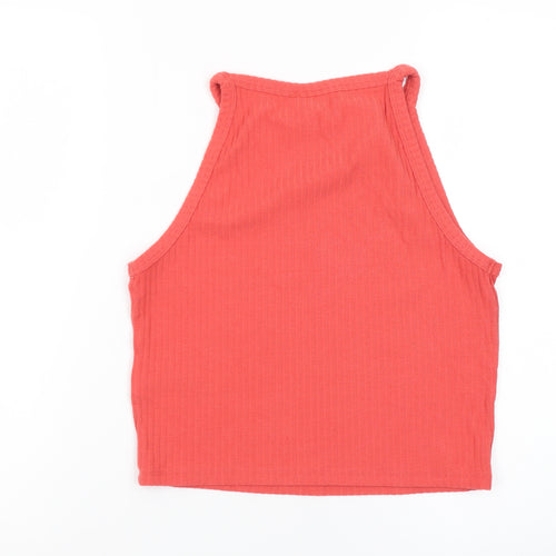 ONLY Womens Red Cropped Halter Tank Top Size L