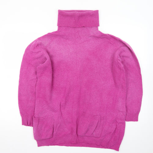 Antony Women’s Pink Wool Roll Neck Tunic Jumper L Made in Italy