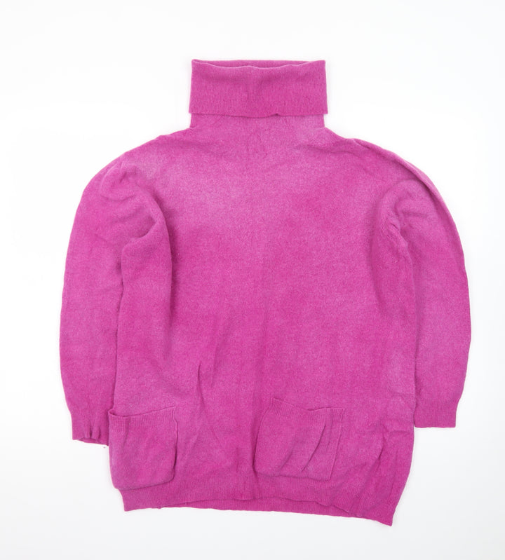 Antony Women’s Pink Wool Roll Neck Tunic Jumper L Made in Italy