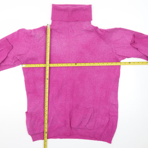Antony Women’s Pink Wool Roll Neck Tunic Jumper L Made in Italy