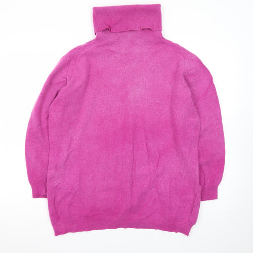 Antony Women’s Pink Wool Roll Neck Tunic Jumper L Made in Italy