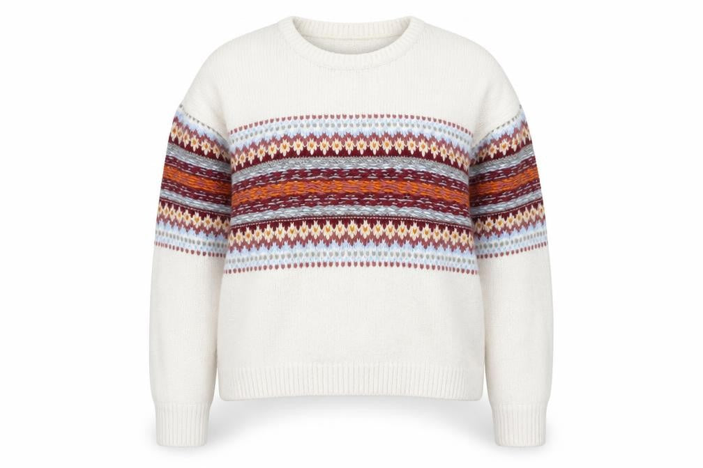 Front view of Pull&Bear women’s ivory fair isle knit jumper l