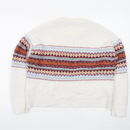 Pull & Bear Womens Ivory Fair Isle Knit Jumper L