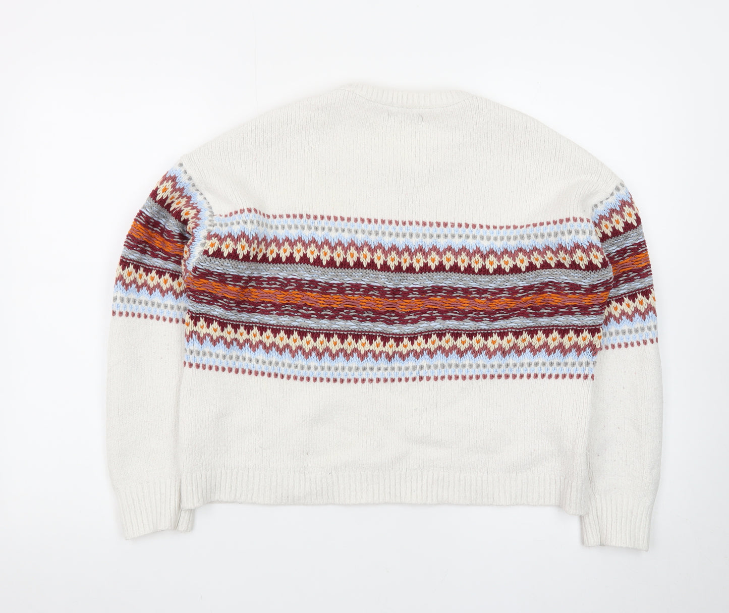 Pull & Bear Womens Ivory Fair Isle Knit Jumper L