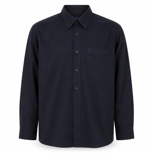 Front view of Casual Club Men's Blue Long Sleeve Microfibre Button-Up Shirt M