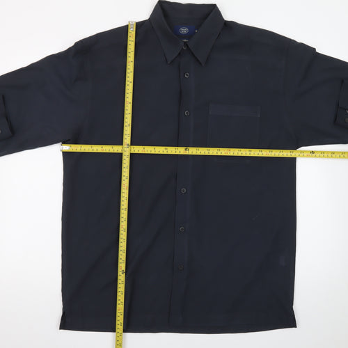 Casual Club Men's Blue Long Sleeve Microfibre Button-Up Shirt M