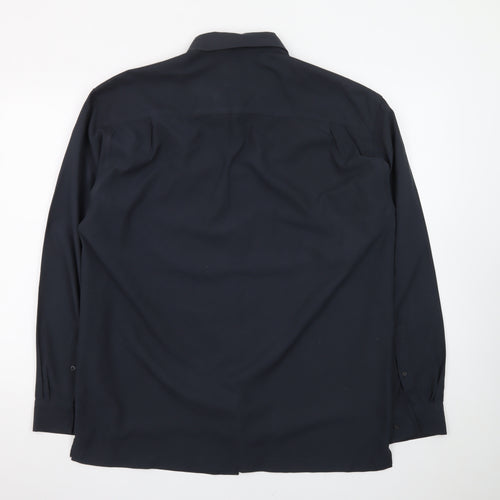 Casual Club Men's Blue Long Sleeve Microfibre Button-Up Shirt M