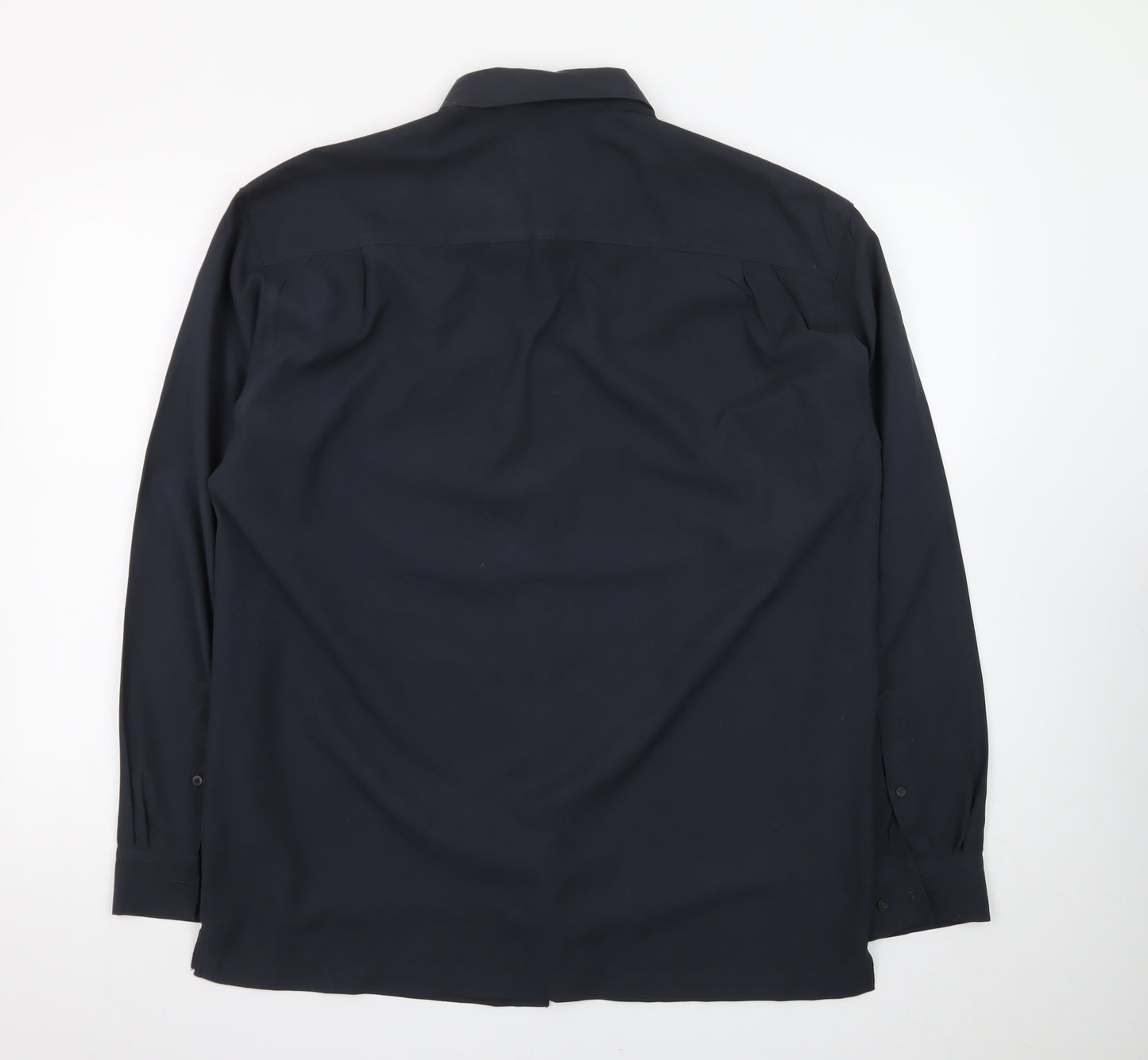 Casual Club Men's Blue Long Sleeve Microfibre Button-Up Shirt M