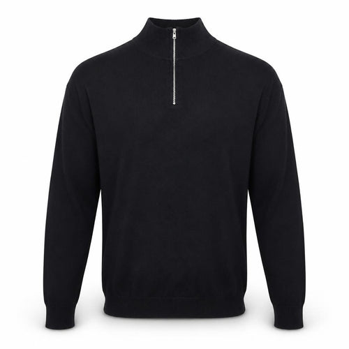 Topman Men's Black XL 1/2 Zip High Neck Cotton Jumper