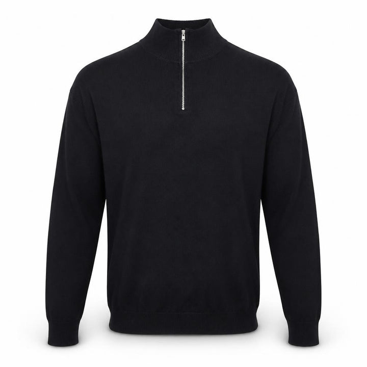 Topman Men's Black XL 1/2 Zip High Neck Cotton Jumper
