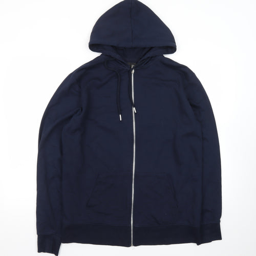 boohooMAN Men’s Blue Full Zip Hoodie XL Regular Fit