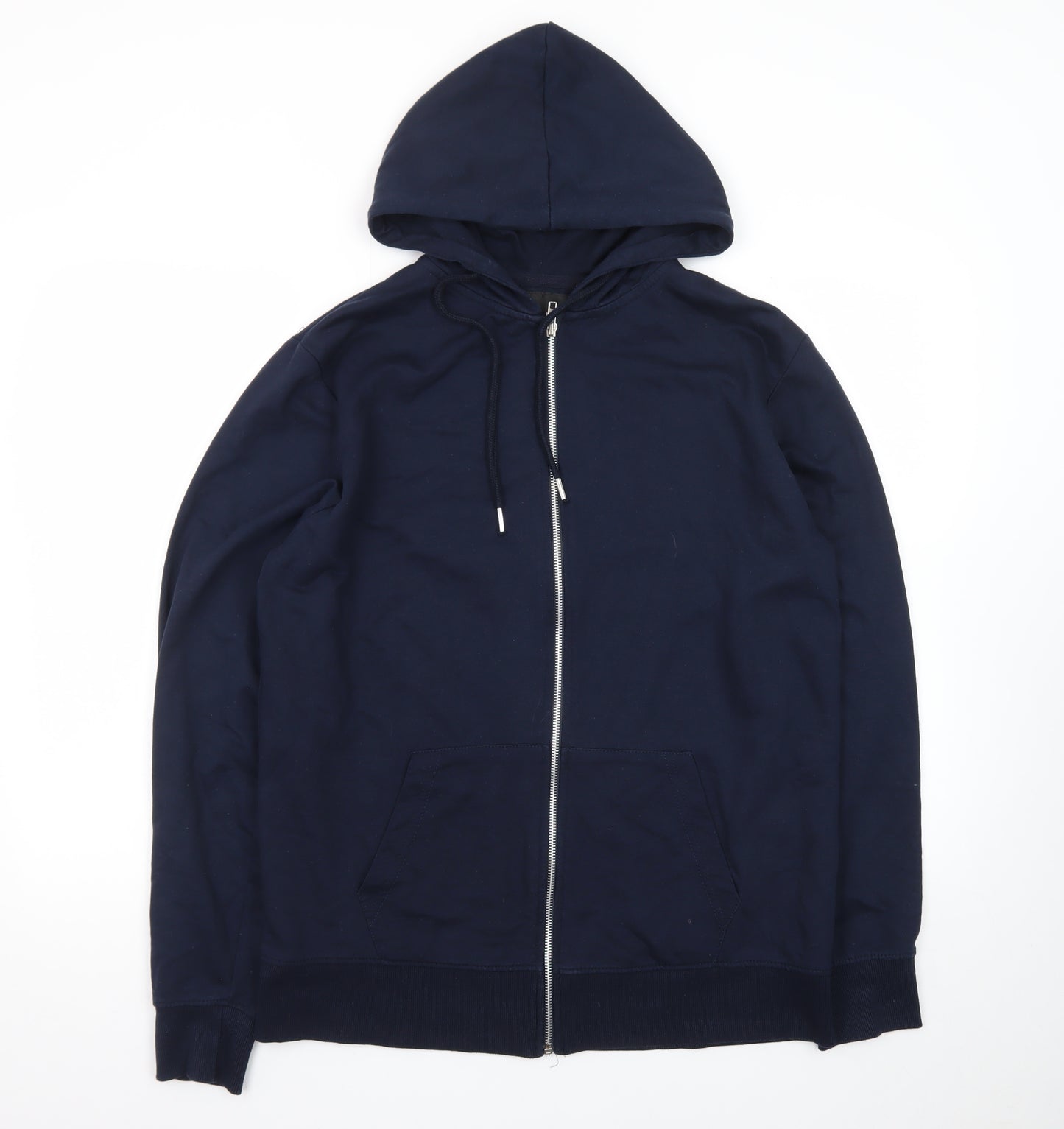 boohooMAN Men’s Blue Full Zip Hoodie XL Regular Fit