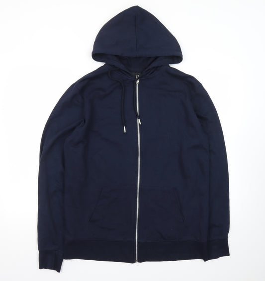 boohooMAN Men’s Blue Full Zip Hoodie XL Regular Fit