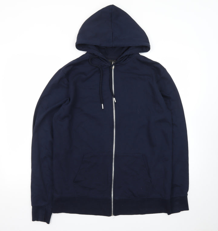 boohooMAN Men’s Blue Full Zip Hoodie XL Regular Fit
