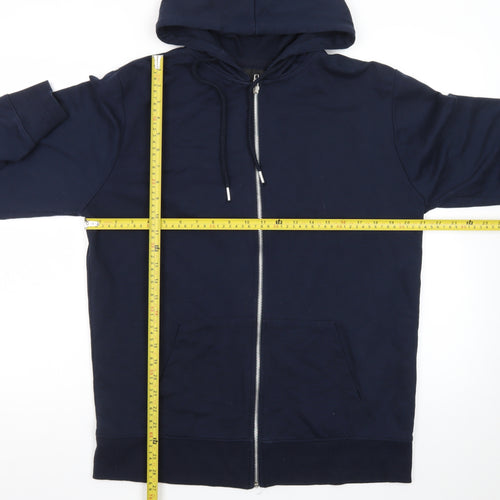 boohooMAN Men’s Blue Full Zip Hoodie XL Regular Fit