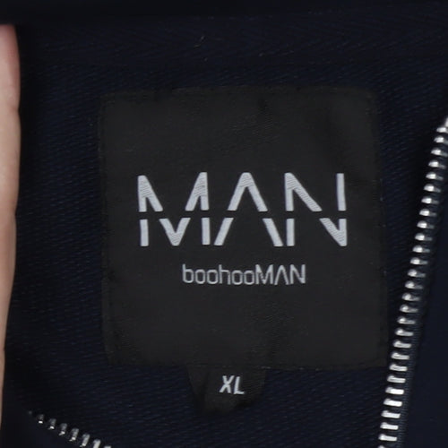 boohooMAN Men’s Blue Full Zip Hoodie XL Regular Fit