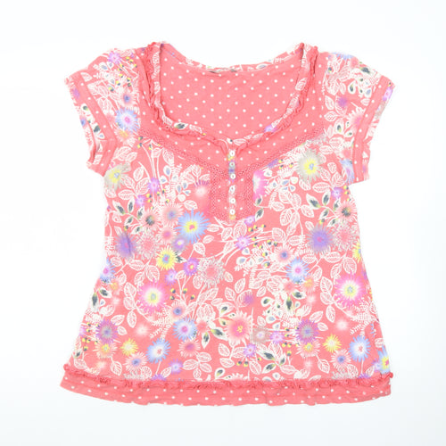Marks and Spencer Womens Multicoloured Floral Short Sleeve Cotton T-Shirt Size 16