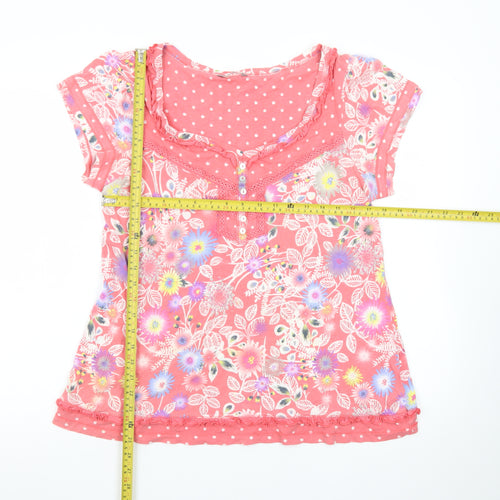Marks and Spencer Womens Multicoloured Floral Short Sleeve Cotton T-Shirt Size 16