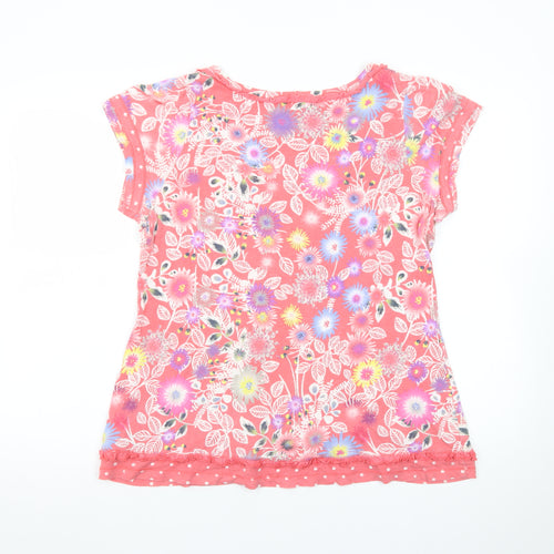 Marks and Spencer Womens Multicoloured Floral Short Sleeve Cotton T-Shirt Size 16