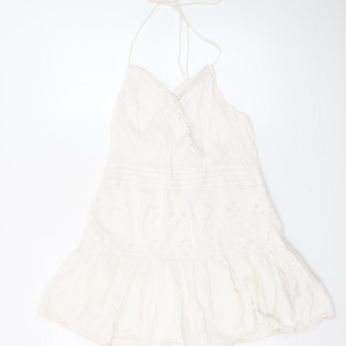 ASOS Women’s White Cotton Linen Slip Dress Size 12 Summer Casual