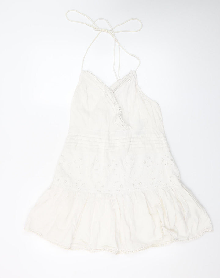 ASOS Women’s White Cotton Linen Slip Dress Size 12 Summer Casual