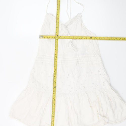 ASOS Women’s White Cotton Linen Slip Dress Size 12 Summer Casual