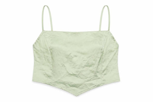 Front view of PRETTYLITTLETHING Women’s Green Satin Camisole Top UK 10
