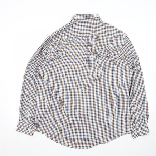 James Pringle Men's Brown Check Long Sleeve Button-Up Shirt M