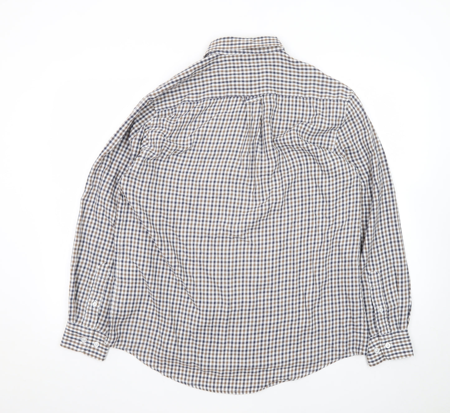 James Pringle Men's Brown Check Long Sleeve Button-Up Shirt M