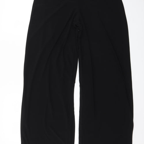 PrettyLittleThing Womens Black Wide-Leg Jersey Trousers Size 12