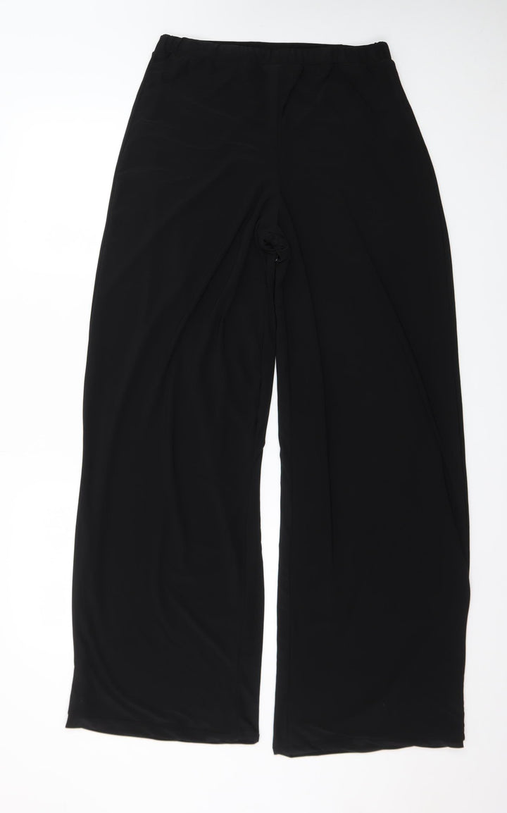 PrettyLittleThing Womens Black Wide-Leg Jersey Trousers Size 12