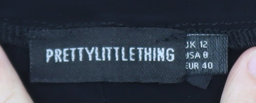 PrettyLittleThing Womens Black Wide-Leg Jersey Trousers Size 12