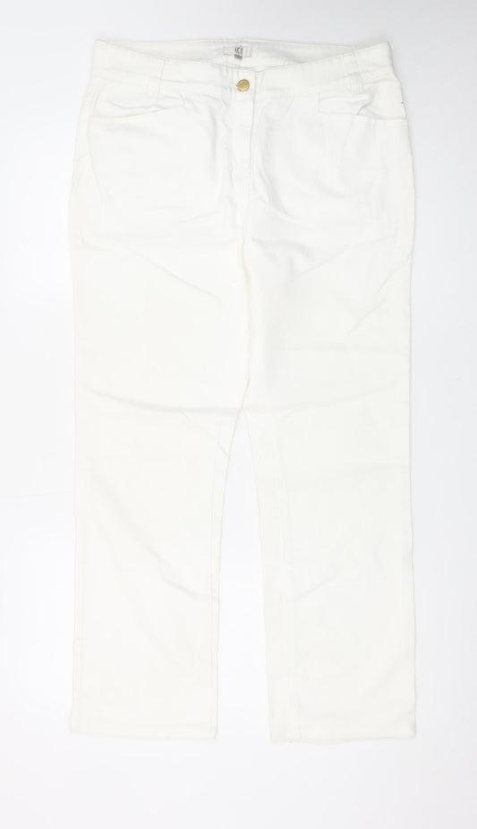 CC Women Ivory Straight Leg Stretch Jeans Size 14