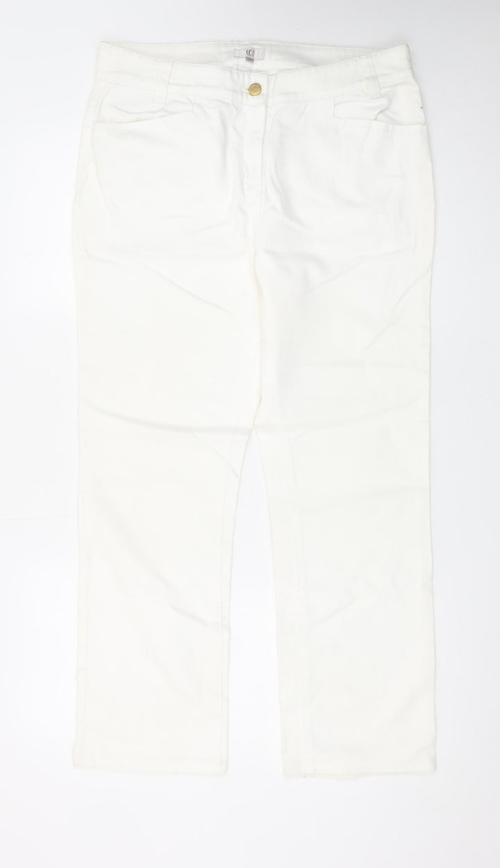 CC Women Ivory Straight Leg Stretch Jeans Size 14