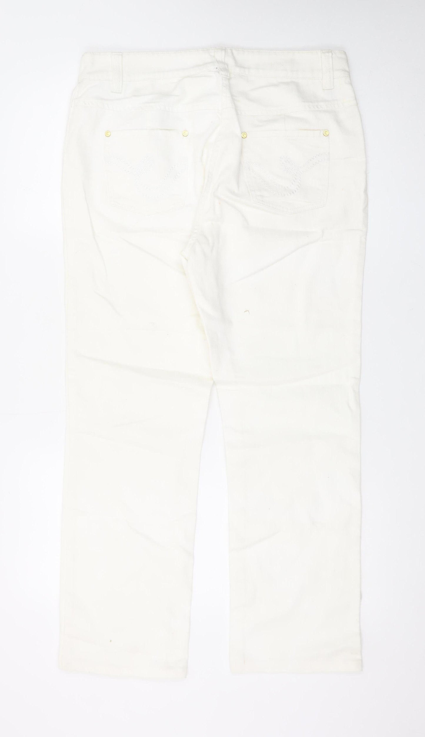 CC Women Ivory Straight Leg Stretch Jeans Size 14