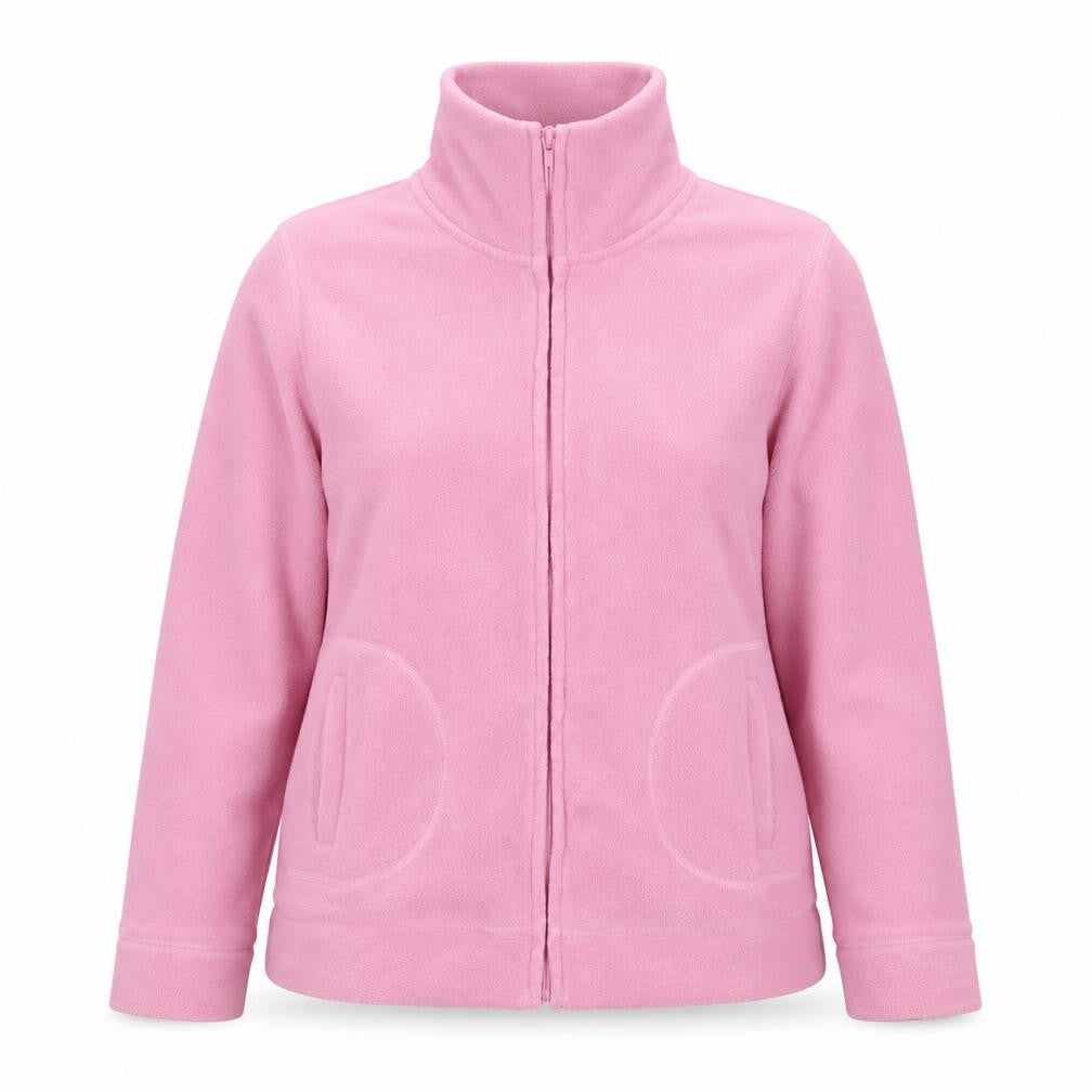 Front view of Berkertex women’s pink fleece full zip jacket, size UK 16