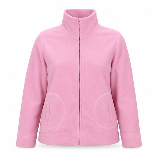 Front view of Berkertex women’s pink fleece full zip jacket, size UK 16