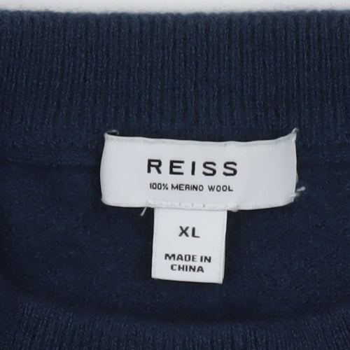 Reiss Men’s Blue Merino Wool XL Crew Neck Pullover Jumper