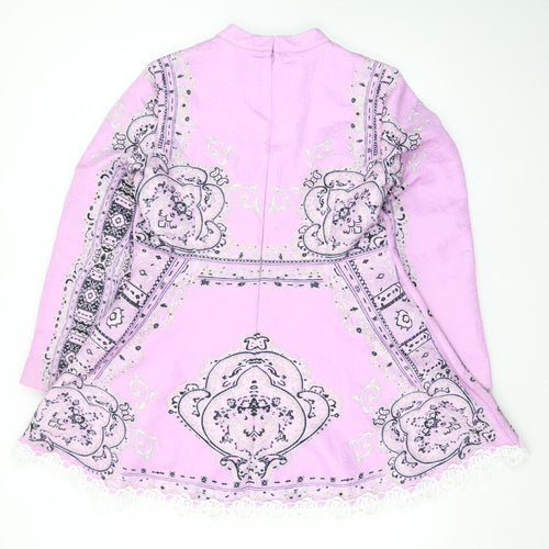 Comino Couture Women Pink A-Line Short Dress Size 16 Beaded Lace