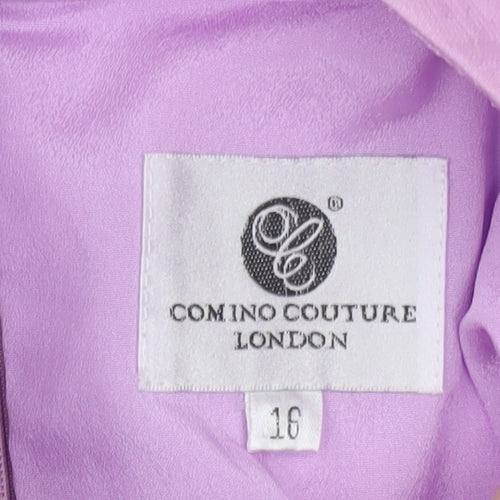 Comino Couture Women Pink A-Line Short Dress Size 16 Beaded Lace