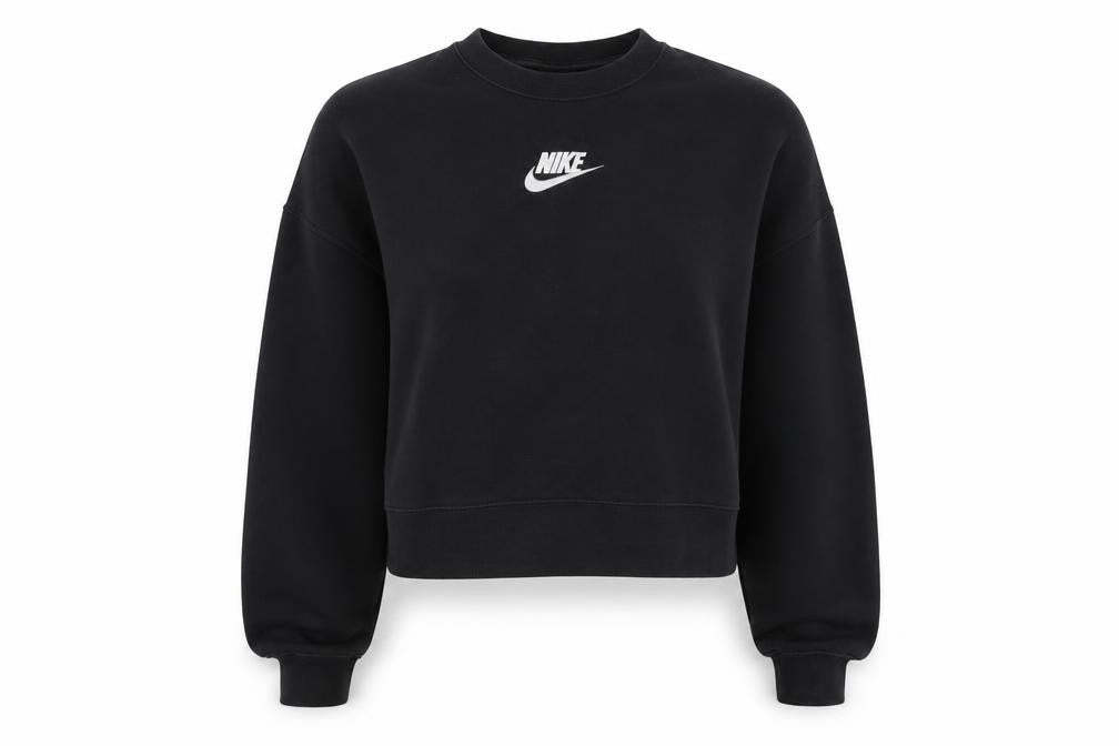 Front view of Nike Women's Black Crew Neck Pullover Sweatshirt XS