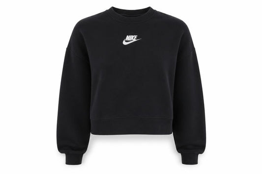 Front view of Nike Women's Black Crew Neck Pullover Sweatshirt XS