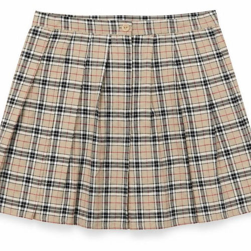 Nasty Gal Women Beige Plaid Pleated Short Skirt UK 14