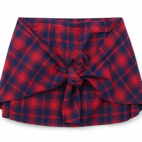 River Island Womens Red Plaid Wrap Flannel Short Skirt Size 12