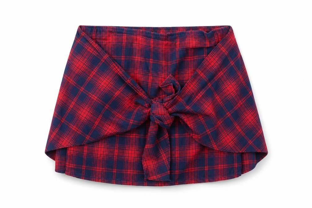 River Island Womens Red Plaid Wrap Flannel Short Skirt Size 12