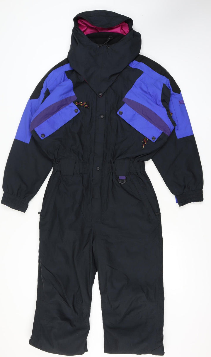 Slalom Sports Womens Black Ski Suit Size 12 Hooded Waterproof Winter Suit