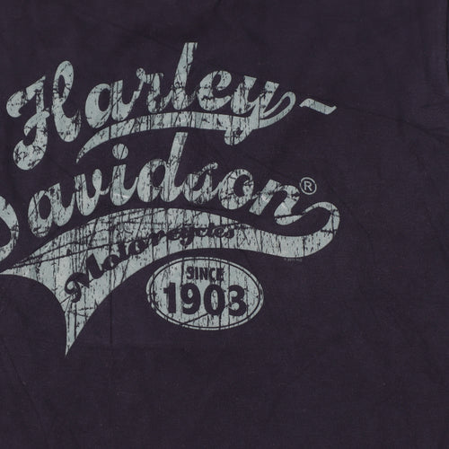 Harley-Davidson Womens Blue Cotton T-Shirt Size S Biker Graphic Top